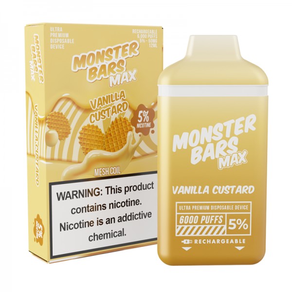 Monster Bars Max [6000 PUFFS] - Vanilla Custard