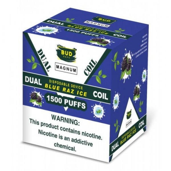 Bud Vape Magnum [Dual Coil] - 1500 Puffs - Blue Raz ice [CLEARANCE]